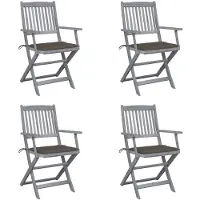 vidaXL Chaises de jardin pliantes 4 pièces avec coussin en bois massif d'acacia