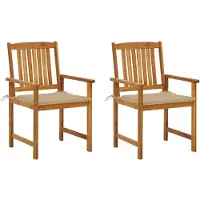 vidaXL Chaises de régie avec coussin 2 pcs. Bois d'acacia massif
