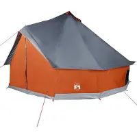 vidaXL Tipi tente familiale 12 personnes Gris et orange Étanche