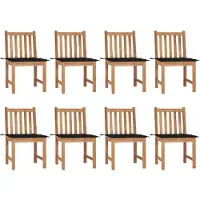 vidaXL Chaises de jardin 8 pcs. avec coussins teck massif
