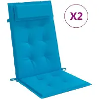 vidaXL Coussins de chaise à dossier haut lot de 2 bleu clair