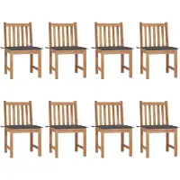 vidaXL Chaises de jardin 8 pcs. avec coussins teck massif