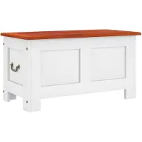 vidaXL Coffre avec couvercle brun et blanc en bois massif d'acacia