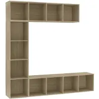 vidaXL Ensemble bibliothèque/armoire TV 3 pièces chêne Sonoma 180x30x180 cm