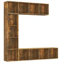 vidaXL Ensemble bibliothèque/meuble TV 3 pcs Chêne fumé 180x30x180 cm