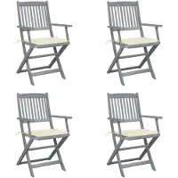 vidaXL Chaises de jardin pliantes 4 pièces avec coussin en bois massif d'acacia