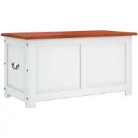 vidaXL Coffre de rangement et couvercle marron et blanc bois d'acacia