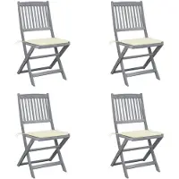 vidaXL Chaises de jardin pliantes 4 pièces avec coussins en bois massif d'acacia