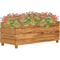 vidaXL Lit surélevé 100x40x38 cm teck vieux bois et acier