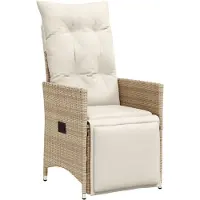 vidaXL Fauteuil de jardin avec coussin Réglable Beige Poly Rattan