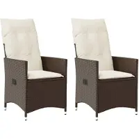 vidaXL Fauteuil de jardin avec coussin 2 pcs. Réglable Marron Poly Rattan