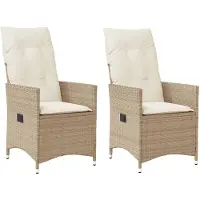 vidaXL Fauteuil de jardin avec coussin 2 pcs. Réglable Beige Poly Rattan
