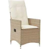 vidaXL Fauteuil de jardin avec coussin Réglable Beige Poly Rattan