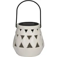 Articasa Arti Casa Lanterne Solaire Céramique Lampe Solaire Extérieur - Lampe De Table Avec Lumière Blanche Chaude - Autonomie Jusqu'à 8 Heures - Ip44 Étanche - 10 X 11 Cm - Blanc