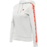 Dainese Stripes, Sweat à capuche pour femmes ,Gris Clair/Rouge Néon ,XS