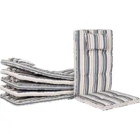 Beliani Lot de 8 coussins de chaise de jardin Maui Blue and Beige Lumarko