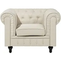 Beliani Fauteuil Chesterfield Tissu Beige
