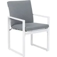 Beliani Lot de 2 chaises de jardin structure en aluminium blanc chaise de salle à manger d'extérieur avec coussin gris