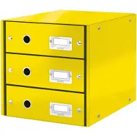 Leitz Module de classement - - Click&amp;Store Wow - 3 tiroirs - Jaune - Design moderne