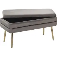 Beliani Bout de lit en velours gris avec rangement DURHAM