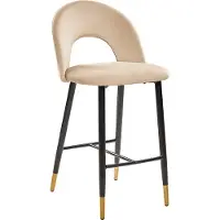 Beliani Lot de 2 chaises de bar velours beige acier noir pointes dorées salle à manger salon