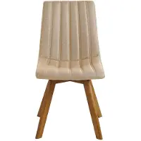 Beliani Lot de 2 chaises de salle à manger tissu polyester beige sable pieds en bois foncé coutures verticales style rétro