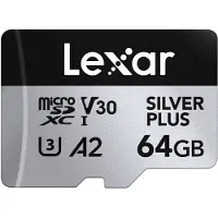 Lexar Carte microSDXC Silver Plus UHS-1 64Go R205/W100 V30