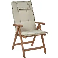 Beliani Lot de 6 chaises de jardin en bois d'acacia foncé, coussins couleur taupe naturel, réglables, pliables, style rustique champêtre, terrasse, jardin