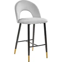 Beliani Ensemble de 2 chaises de bar velours gris acier noir pieds dorés salle à manger rétro