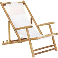 Beliani Set de balcon en bois de bambou marron clair Tissu blanc crème ATRANI / MOLISE