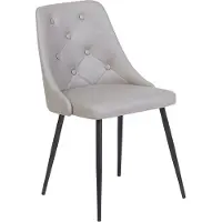 Beliani Lot de 2 fauteuils en gris clair avec dossier matelassé et pieds en métal noir pour salle à manger, style glamour moderne