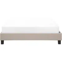 Beliani Lit double capitonné beige 140 x 200 cm avec cadre et sans têtière