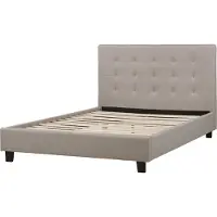 Beliani Lit rembourré Gris clair 140 x 200 cm Avec sommier à lattes Motif matelassé Ornementation de boutons Classique