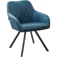 Beliani Lot de 2 chaises rembourrées bleues avec pieds noirs en métal fauteuils rétro style éclectique