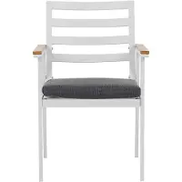 Beliani Lot de 4 chaises de jardin en aluminium blanc avec assise gris foncé rembourrée, mobilier d'extérieur pour le jardin