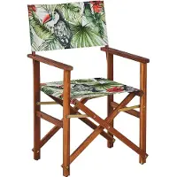 Beliani Jeu de 2 chaises de jardin en bois d'acacia foncé avec motif toucan chaise de jardin pliante en tissu