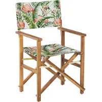 Beliani Jeu de 2 chaises de jardin en bois d'acacia clair avec motif de pélican en tissu