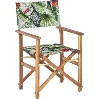 Beliani Jeu de 2 chaises de jardin en bois d'acacia clair, assise en tissu, housse de remplacement avec motif toucan, chaise de jardin pliante