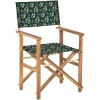 Beliani Lot de 2 chaises de jardin en bois d'acacia clair assise en tissu avec motif olive chaises de jardin pliantes