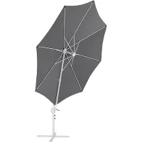 Beliani Parasol En Porte-À-Faux Gris Foncé Et Blanc D 2,95 M Savona Ii