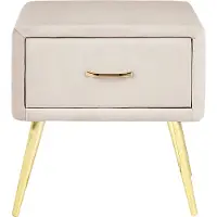Beliani Table De Chevet Velours Beige Clair Flayat
