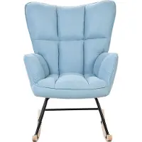 Beliani Fauteuil À Bascule Oulu Tissu Bleu Clair