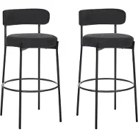 Beliani Lot de 2 chaises de bar noir acier bouclé pieds noirs sans accoudoirs style moderne mobilier de salle à manger