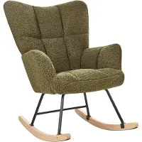 Beliani Fauteuil À Bascule Oulu Bouclé Vert Foncé