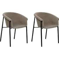 Beliani Jeu de 2 chaises de salle à manger taupe buff rembourré rond design moderne contemporain sièges de salle à manger