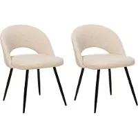 Beliani Lot de 2 chaises de salle à manger tapisserie beige dossier découpé noir pieds en métal style moderne cuisine salle à manger