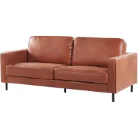Beliani Ensemble Canapé Et Fauteuil En Cuir Pu Marron Doré 4 Places Savalen