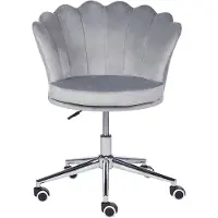 Beliani Fauteuil de bureau pivotant en velours gris avec base et hauteur réglable