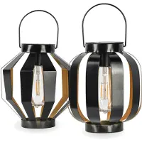 Goliving Lampe de table solaire Nova - Lampe d'extérieur - 2 pièces - Lanterne d'extérieur - Lampe de jardin solaire - Lampe d'extérieur LED - Lampe à suspension - 20,5 cm - Métal - Bronze