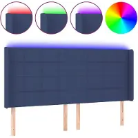 vidaXL Tête de lit LED bleue 203x16x118/128 cm Tissu